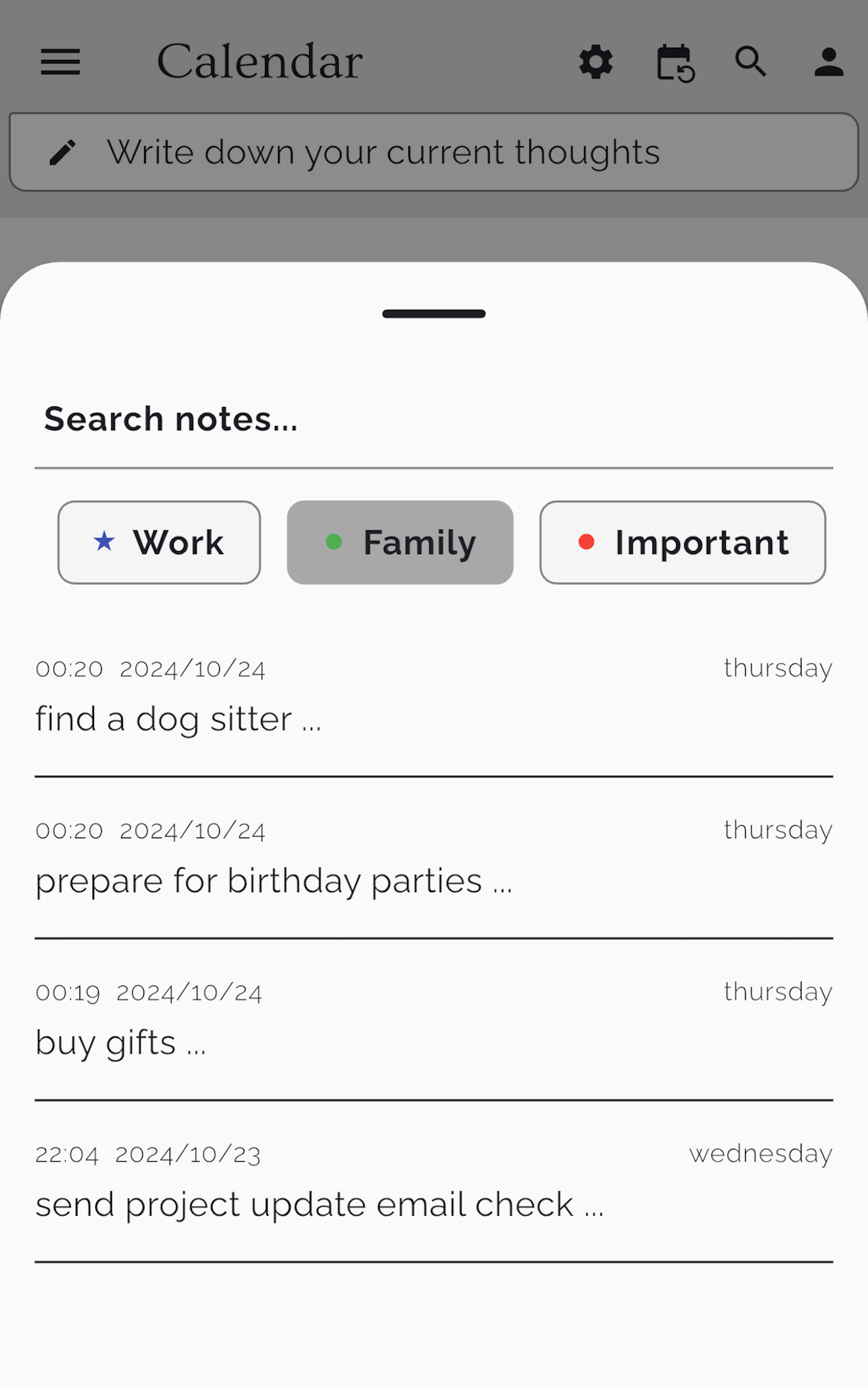 Search for your notes easily